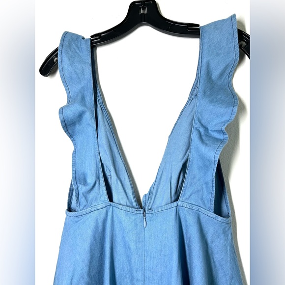Motel Kasmara Chambray Babydoll Flare Ruffle Mini Dress - Picture 7 of 7